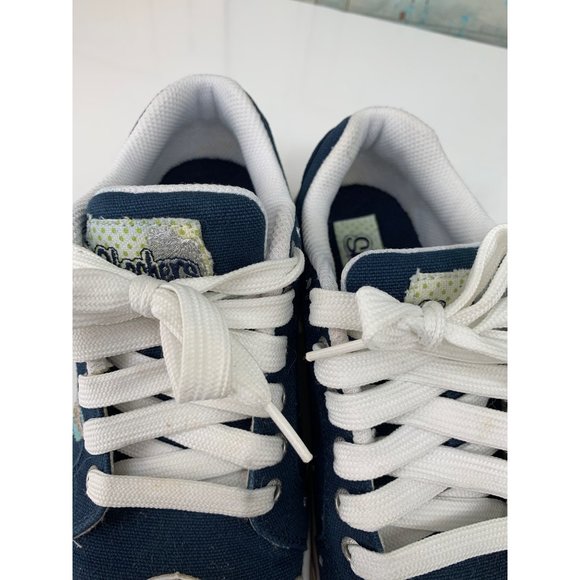 Skechers 8 Navy "I Love My Skechers" Appliqued Walking Canvas Shoes - Picture 6 of 11